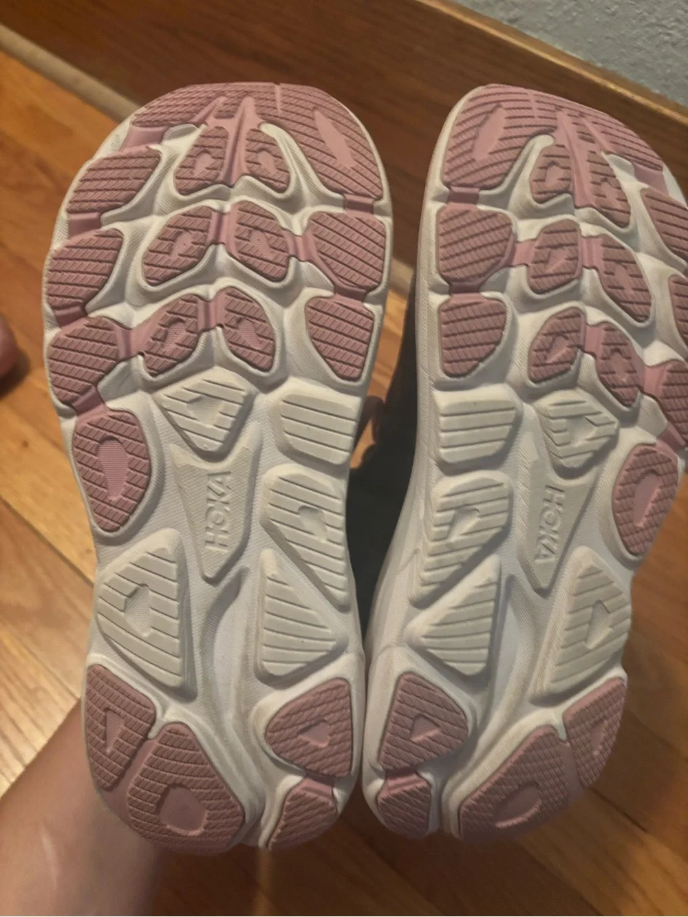 Hoka One One Clifton 10 Women's Gray/Pink Running Shoes- dried rose,galaxy